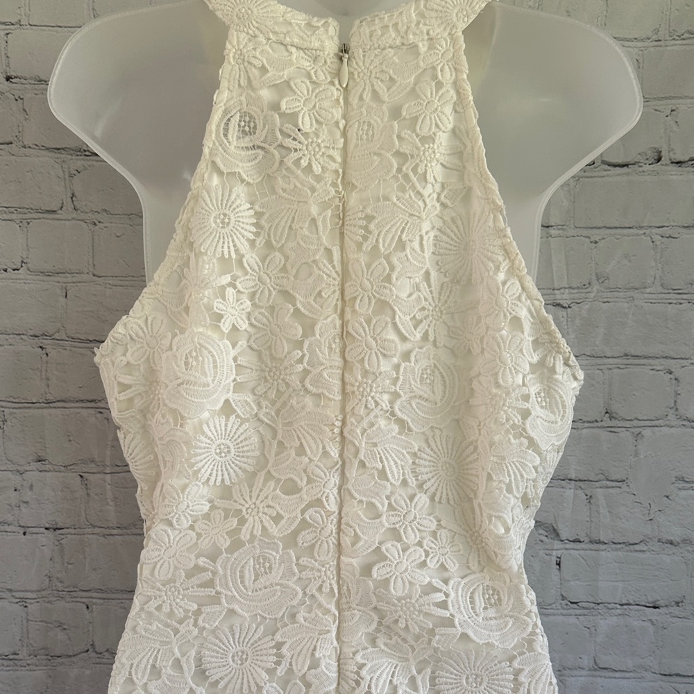 Lulu's White Lace Halter Sheath Dress - Picture 7 of 10